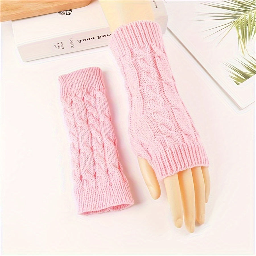 Unisex Acrylic Fingerless Arm Warmers for Casual Wear Touchscreen Compatible
