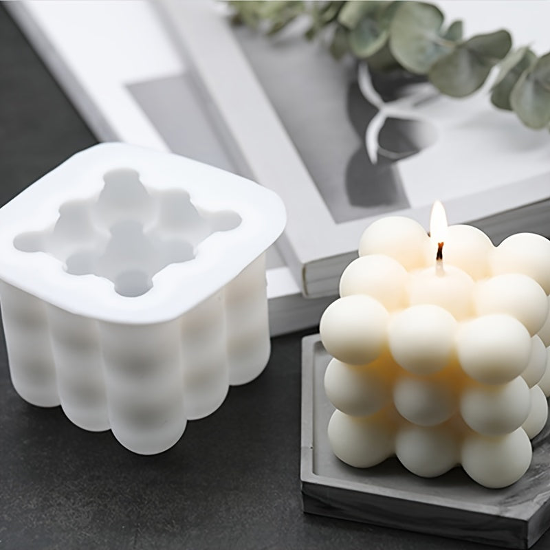 Silicone Mold for Candles and Soap 3D Cube and Round Ball Design for DIY Crafts