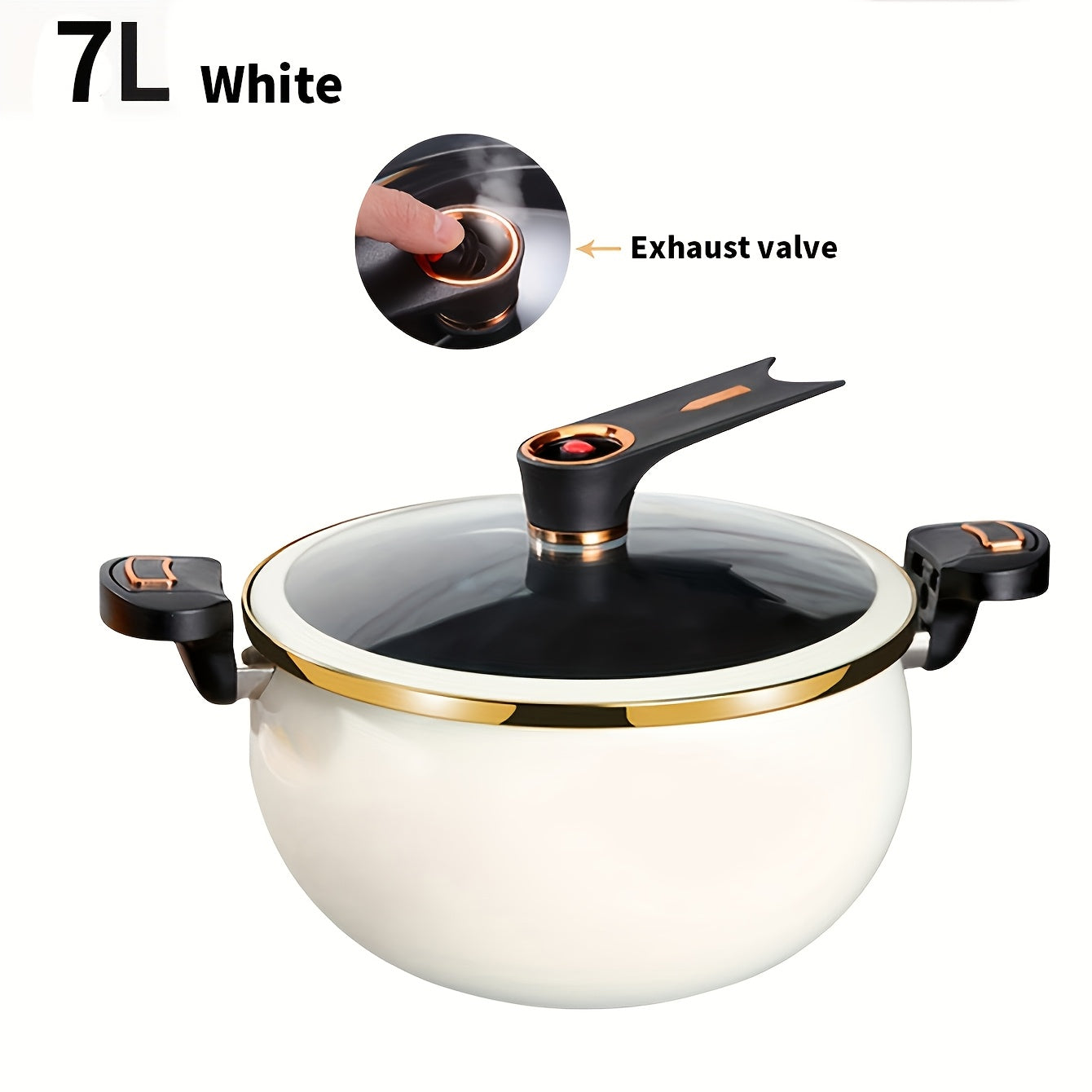 Cast Iron Stockpot 7L with Twist-Lock Handles Large Soup Stew Cookware for All Stovetops