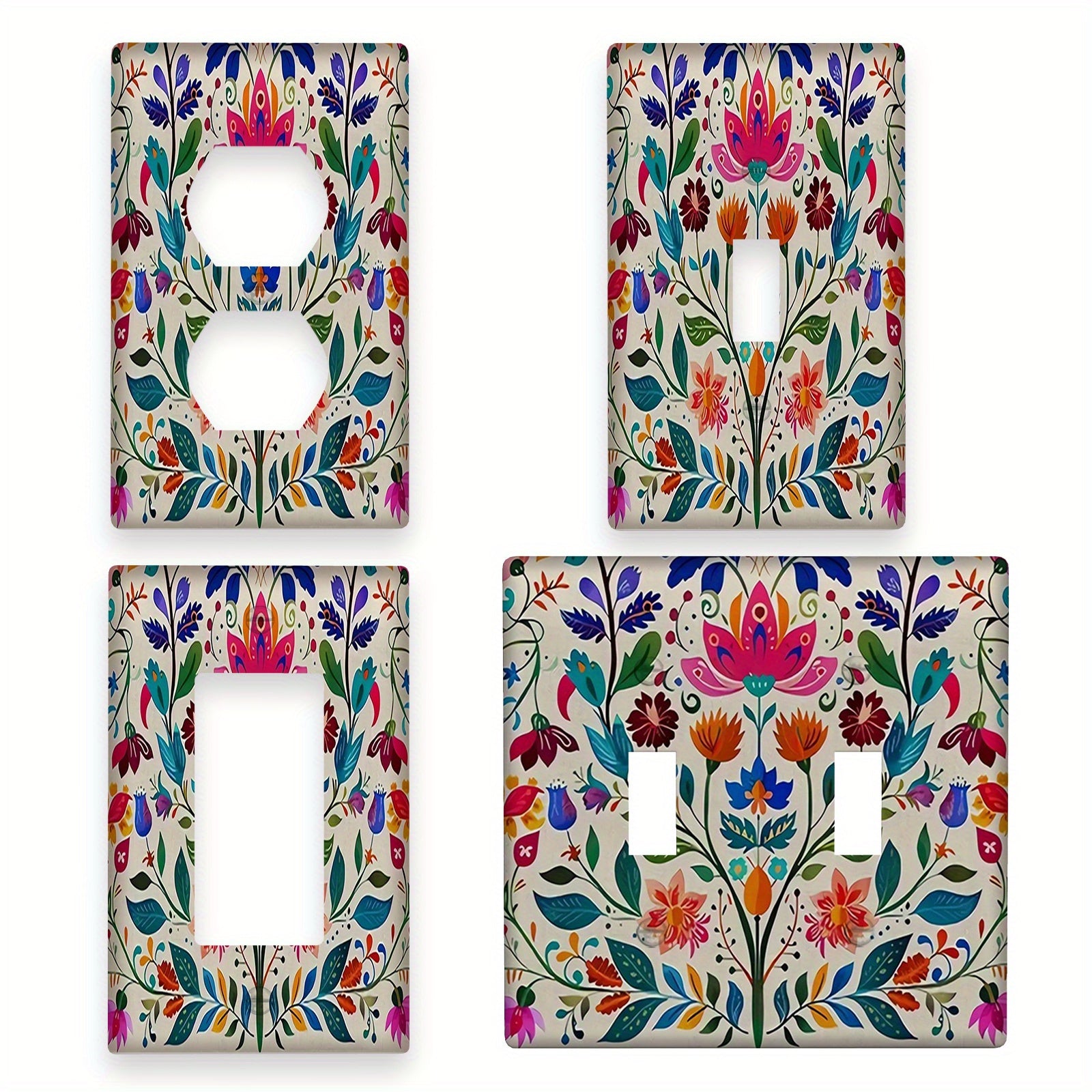 Mexican Folk Art Light Switch Plate Cover Vibrant Decor for Kitchen Bedroom Easy to Clean