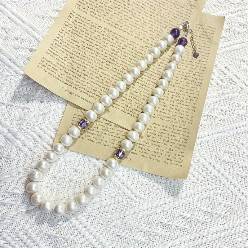 Women's Freshwater Pearl Necklace Natural White Elegant Gift Box