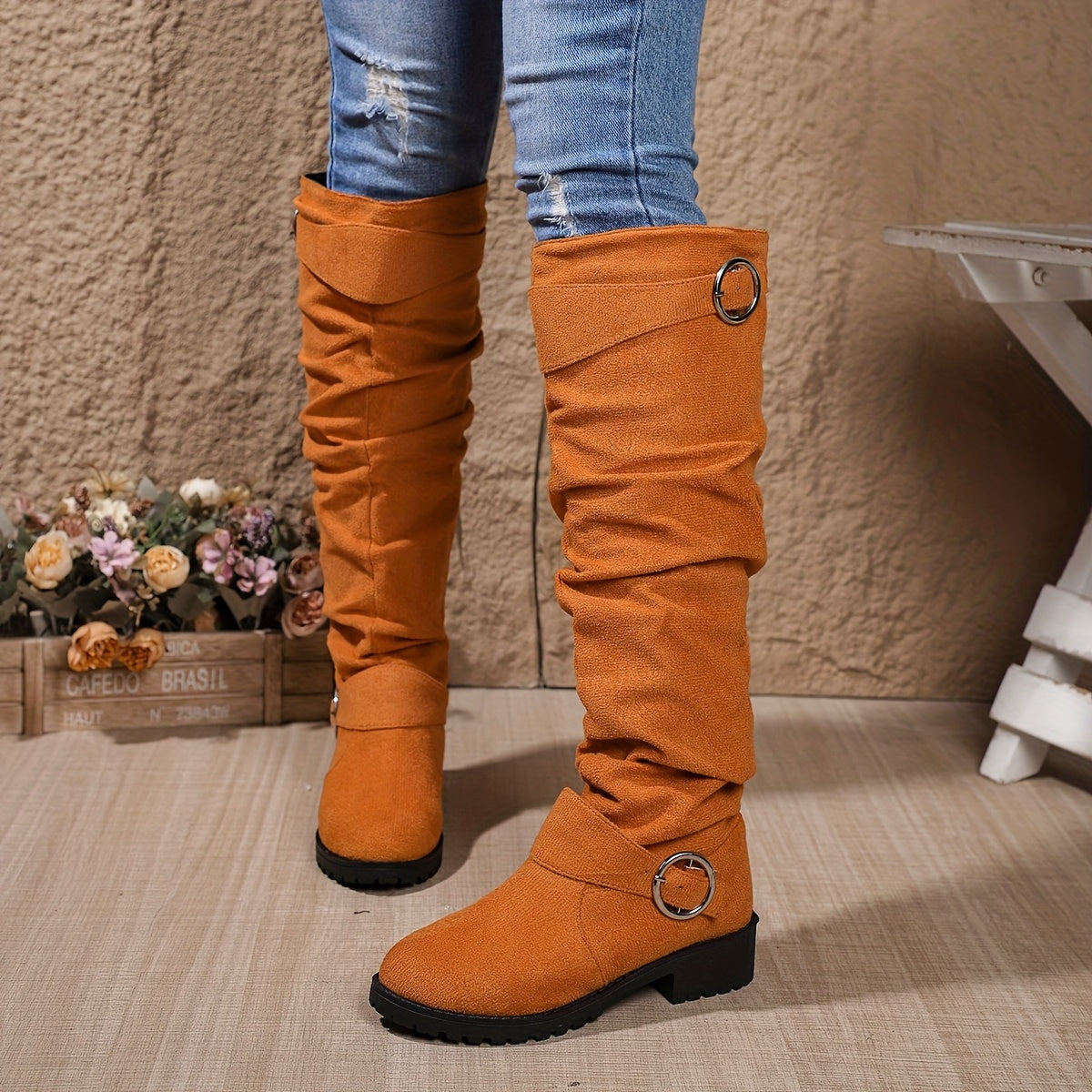 Women's Thick Heel Elegant Boots Leather Stylish Footwear