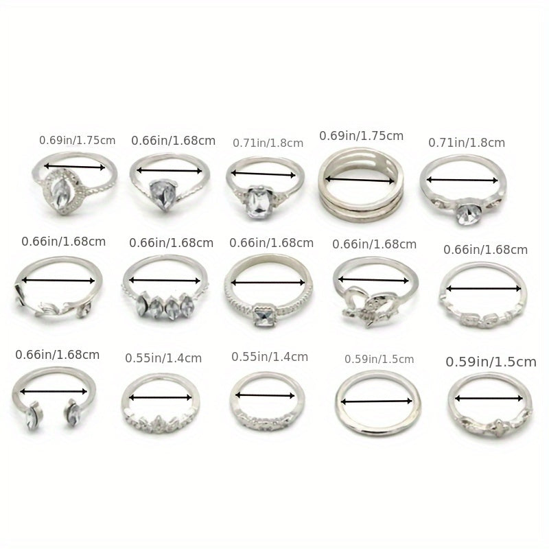 Women's Bohemian Charm Rings Assorted Set 30 Pieces Gift-Ready Wholesale