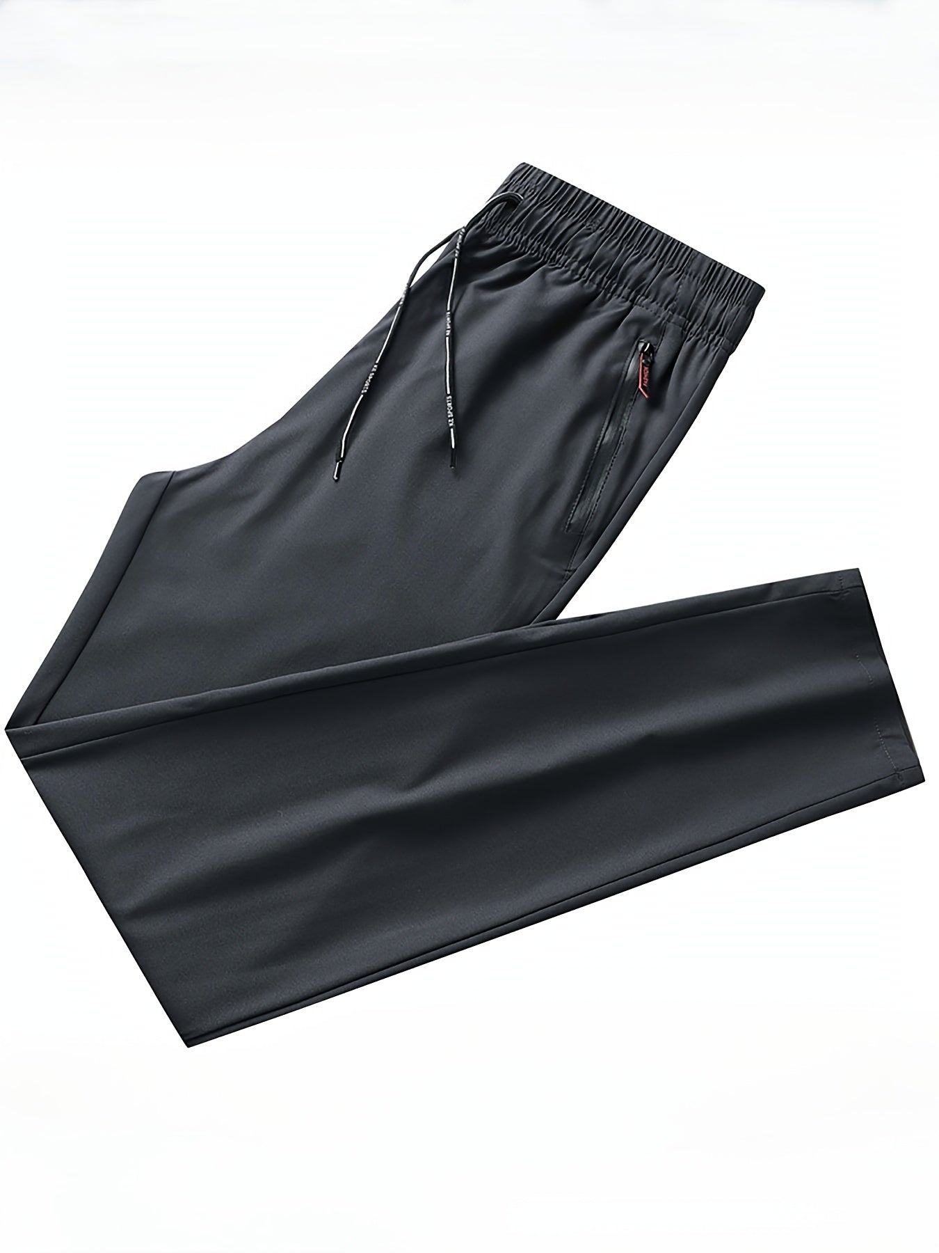 Men's Casual Breathable Polyester Pants Solid Color Lightweight All-Season