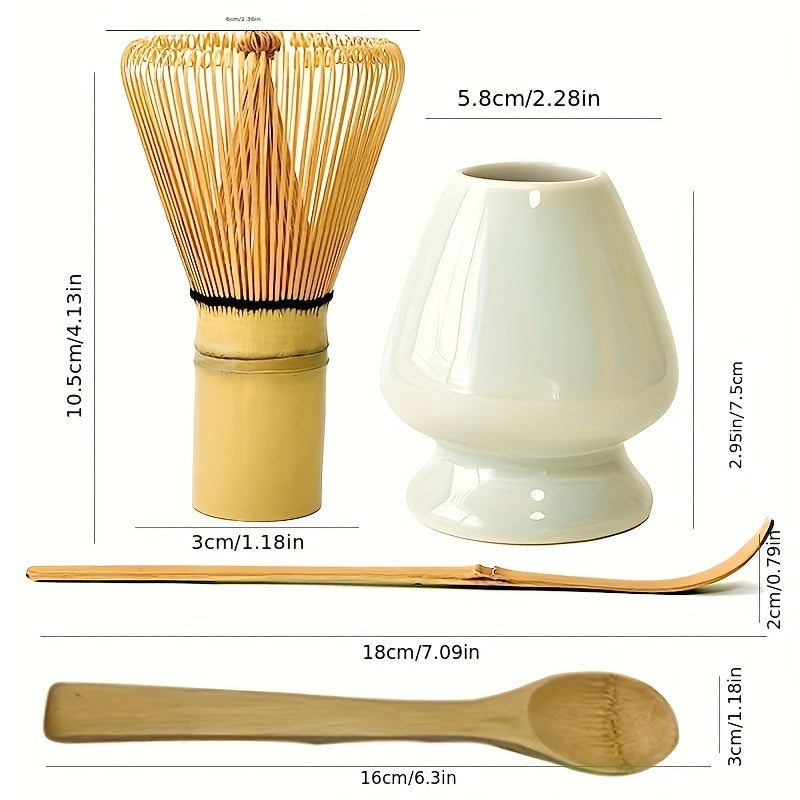 Matcha Tea Set with Bamboo Spoon, Traditional Matcha Preparation, Multiple Colors