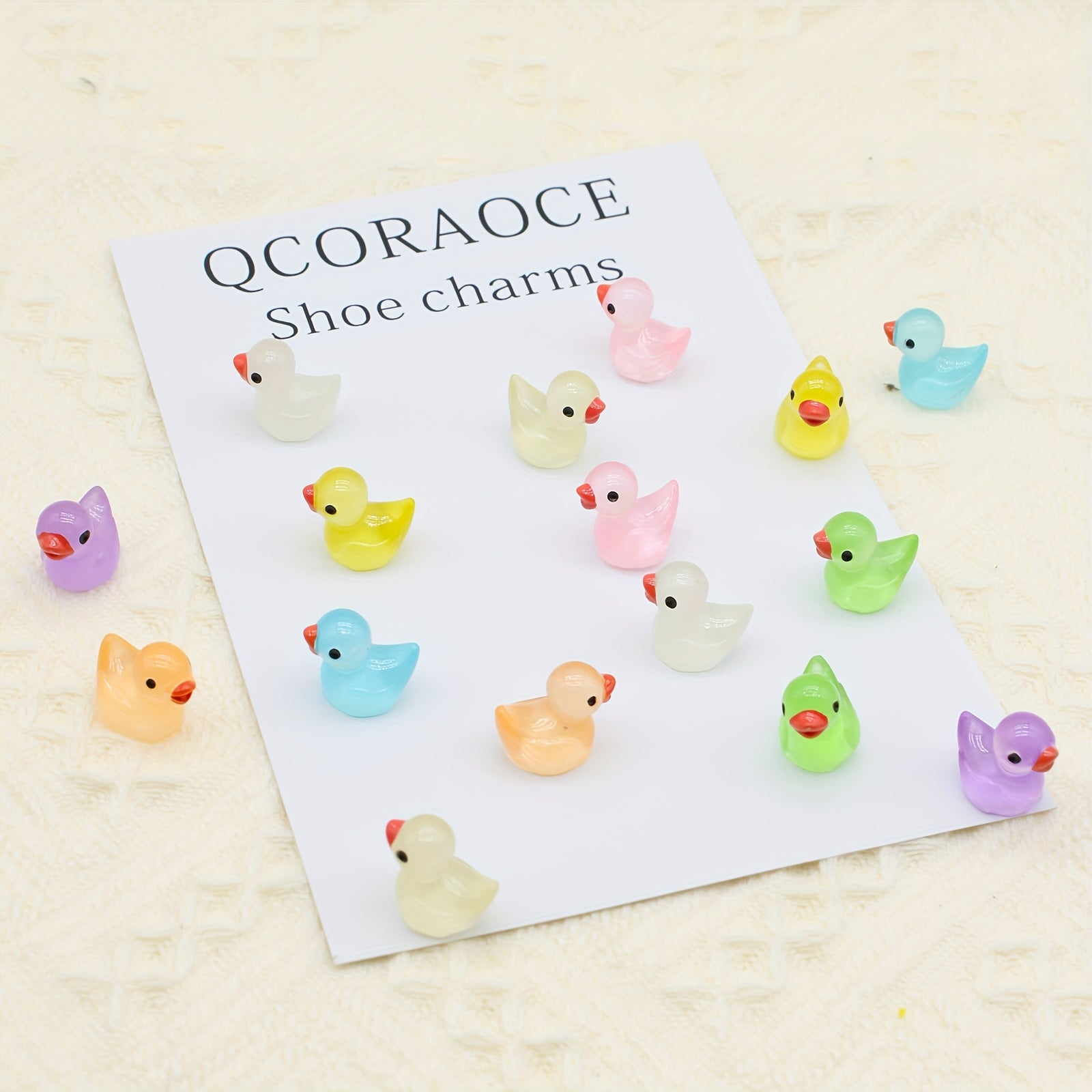 Kids Duck Shoe Charms 16-Piece Glow-in-The-Dark Summer Accessories