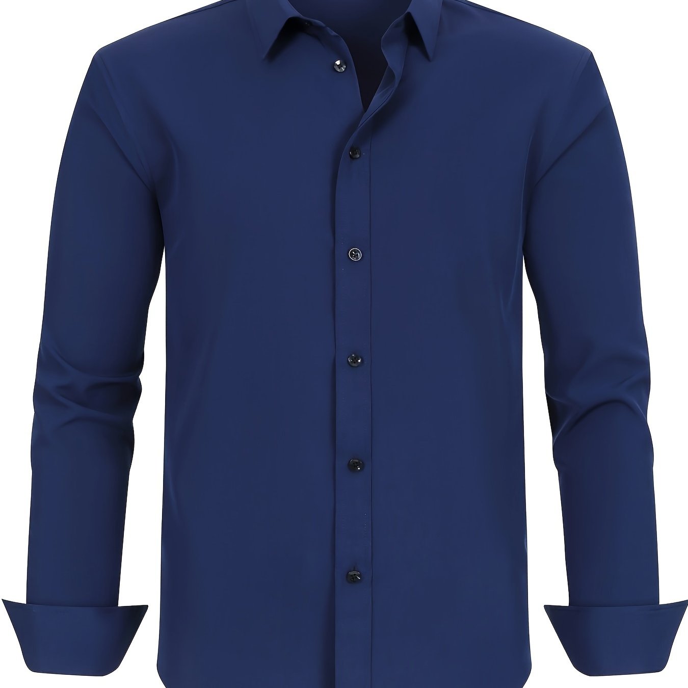 Men's Plus Size Solid Color Dress Shirt with Square Collar Regular Fit All-Season Polyester