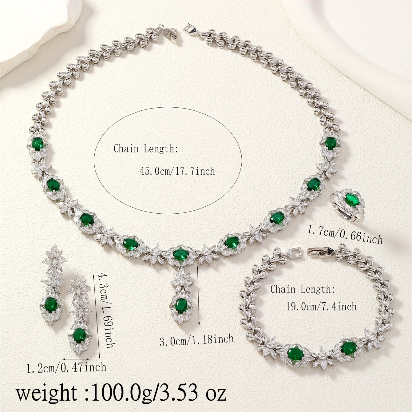 Vintage Gold-Plated Copper Jewelry Set with Synthetic Zirconia for Weddings and Special Occasions