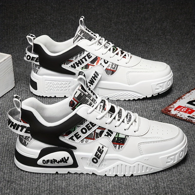 Men's Casual Sneakers Low Top Breathable Lace-Up PVC Sole All-Season