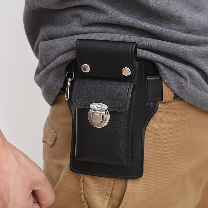 Men's Black Waterproof RFID Blocking Phone Holster with Secure Lock and Hook