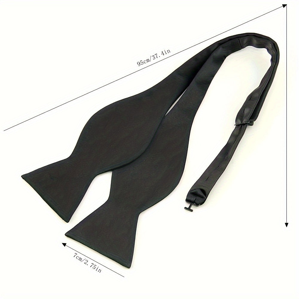 Men's Bow Tie for Weddings and Formal Events Black Satin Adjustable Accessory