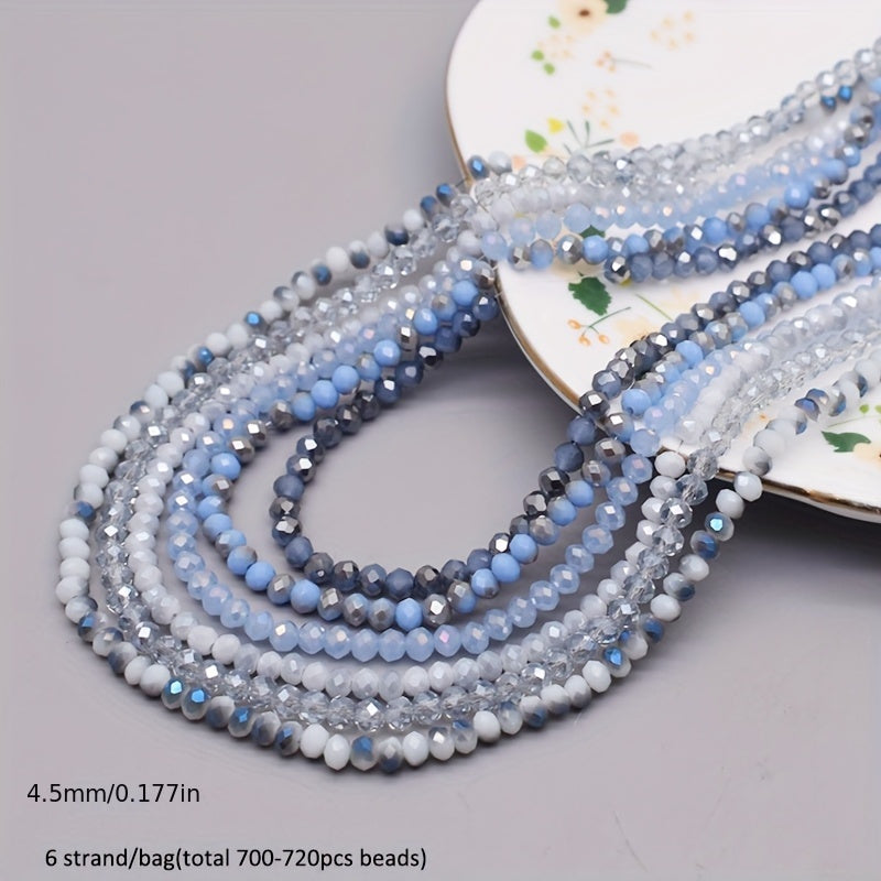 720 Pieces Faceted Glass Rondelle Beads 4mm for Jewelry Making and Crafts