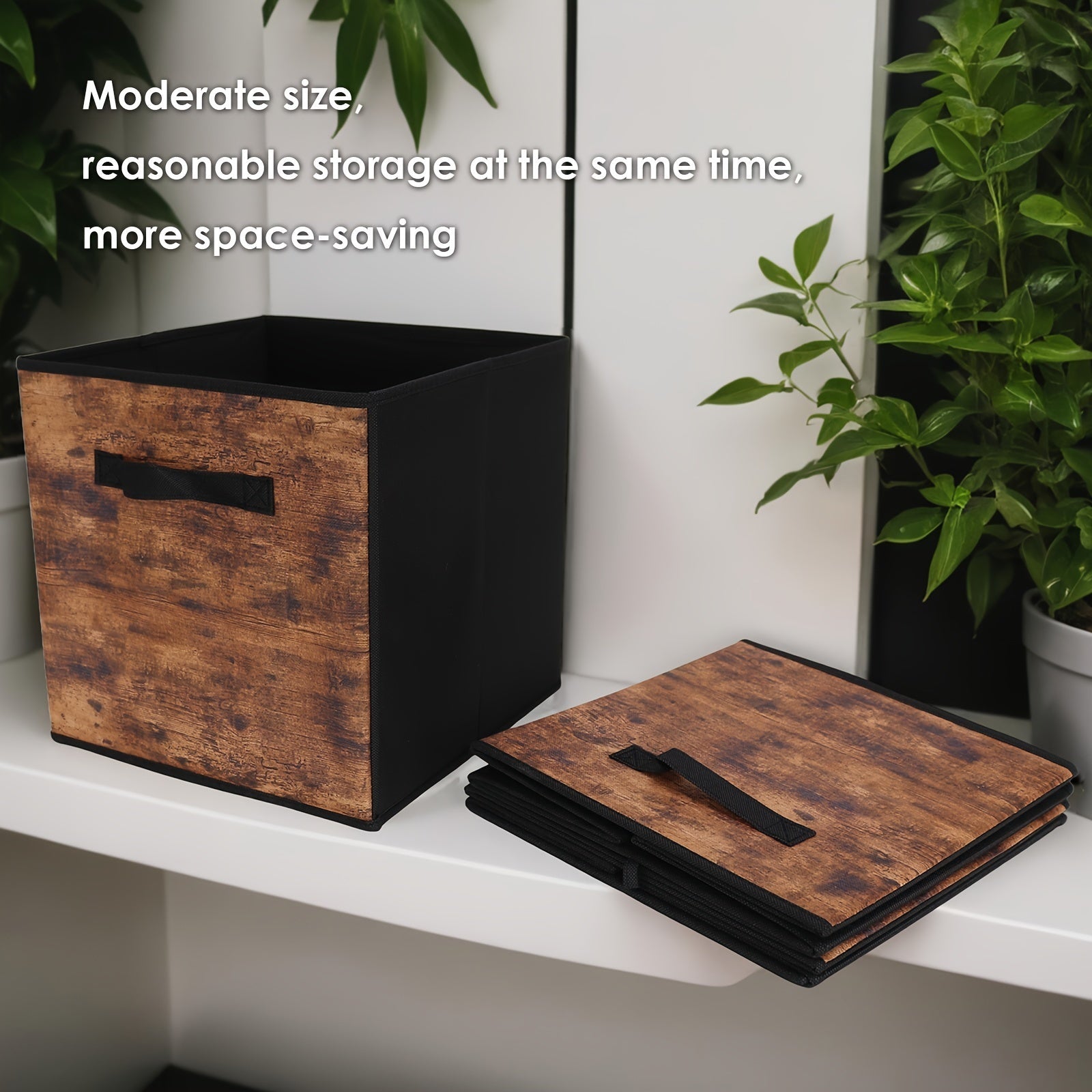 Juego de 3 cajas de almacenamiento plegables con asas de tela no tejida para ropa, juguetes y más