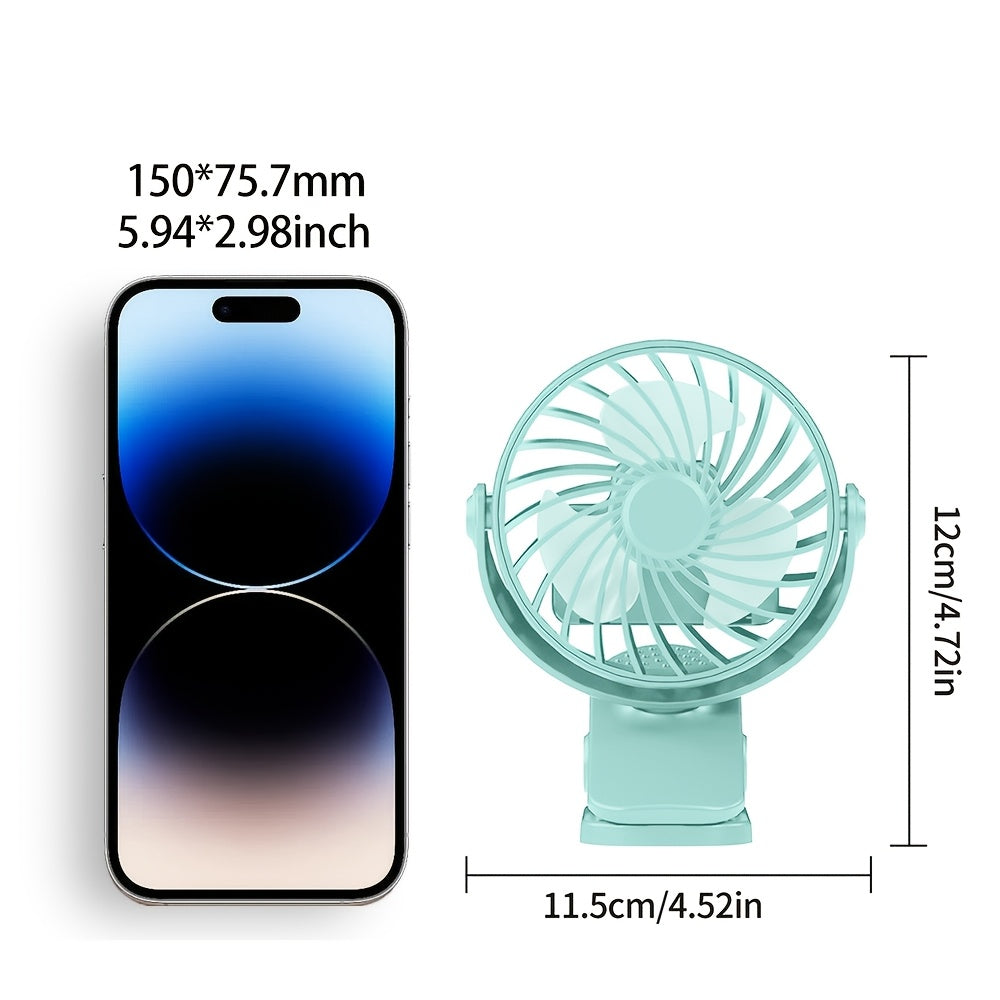 Blue Clip Fan with USB Charging Portable Desk and Bicycle Use Strong Wind Long Battery