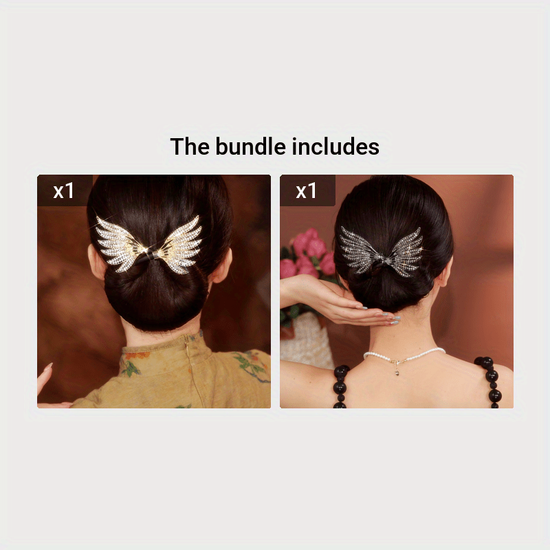 Sparkling Rhinestone Wing Hair Bun Maker Clip for Women Elegant Twist Accessory