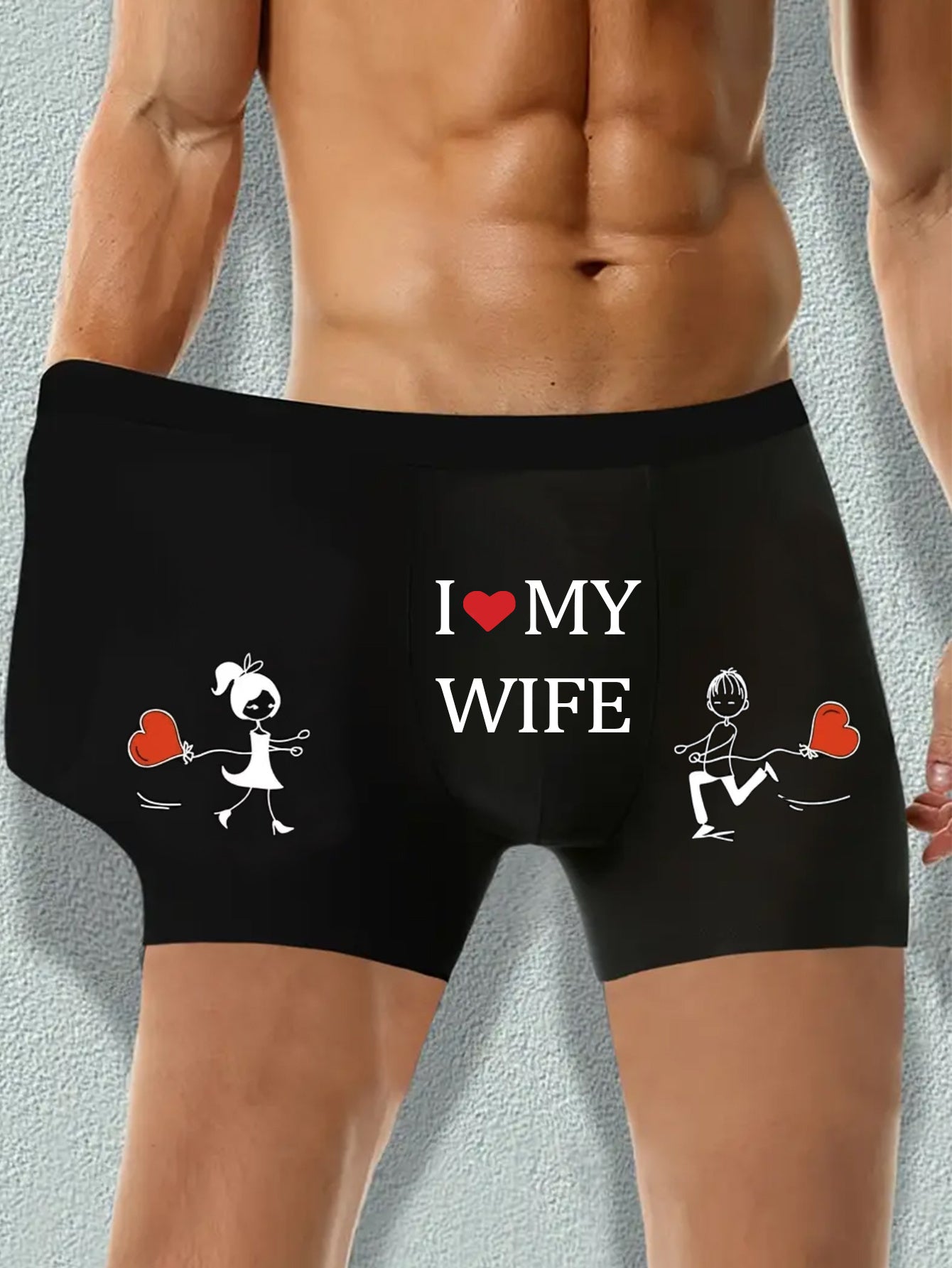 Men's Boxer Briefs Soft Polyester Knit Romantic Valentine's Day Gift Playful Print