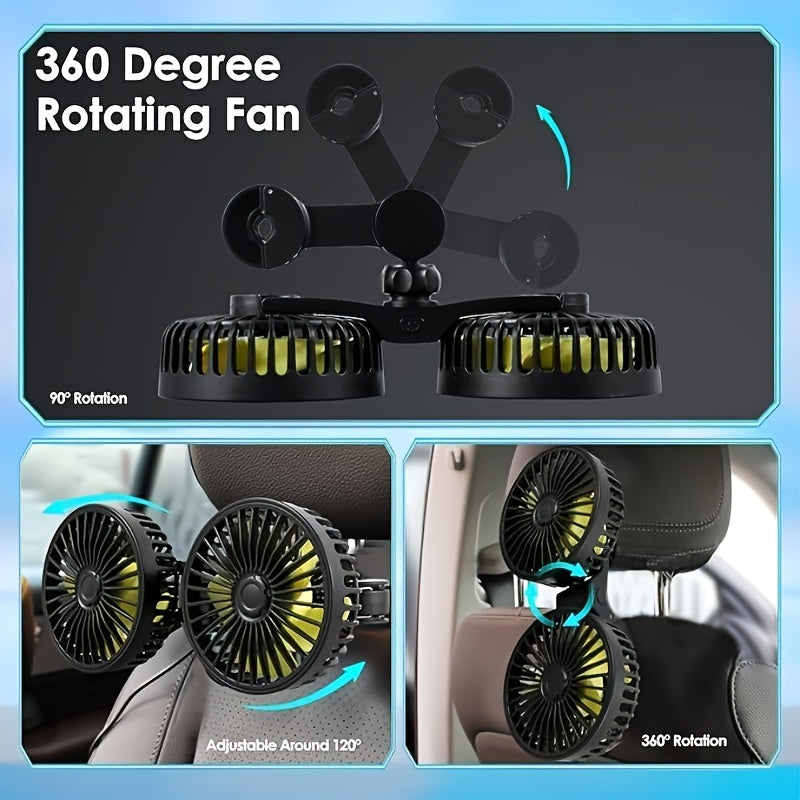 Portable USB car fan with rear seat backrest and electronic fan for strong wind