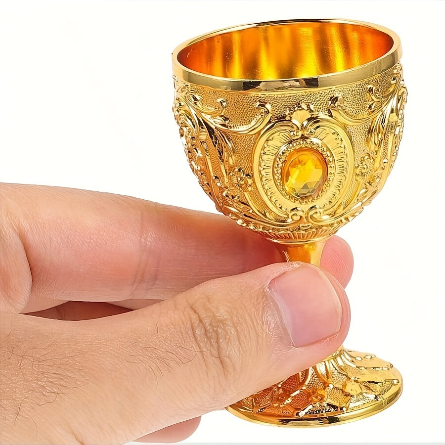 Set of Two 30ML Crystal Chalice Wine Glasses and Embossed Diamond Shot Glass for Red or White Wine