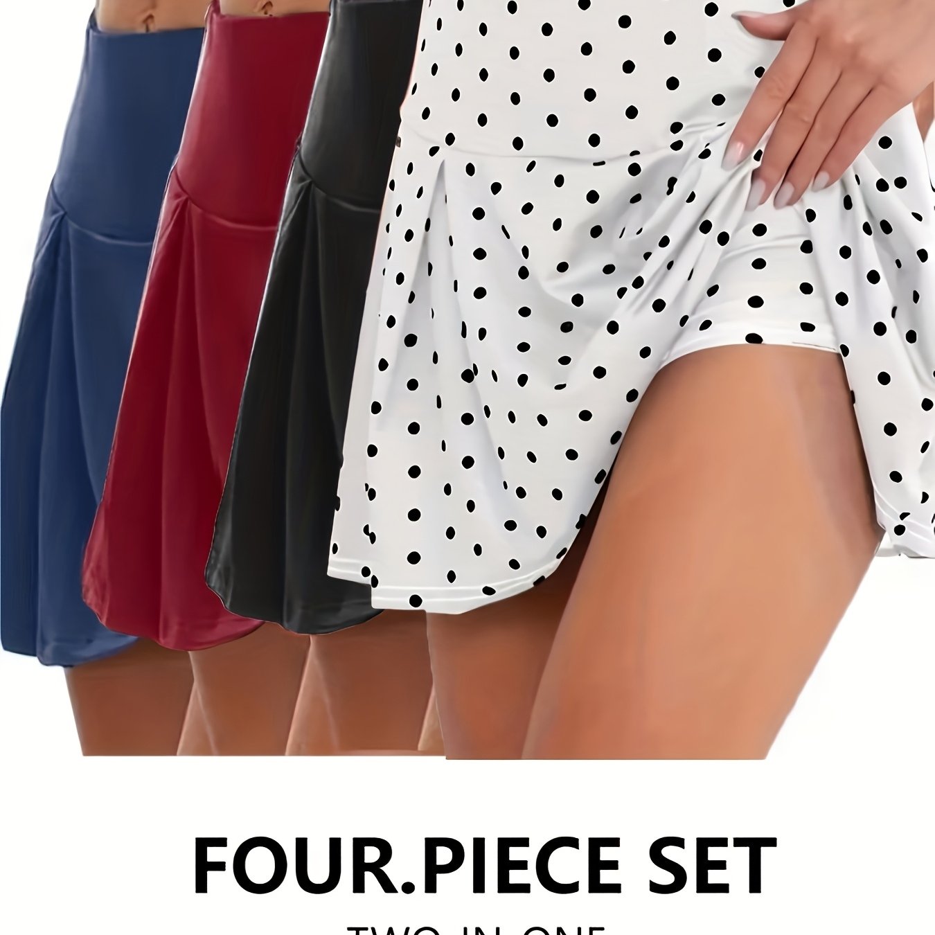 Women's Plus Size 2-in-1 Pleated Yoga Skirt Pants casual Stretchy Skirt