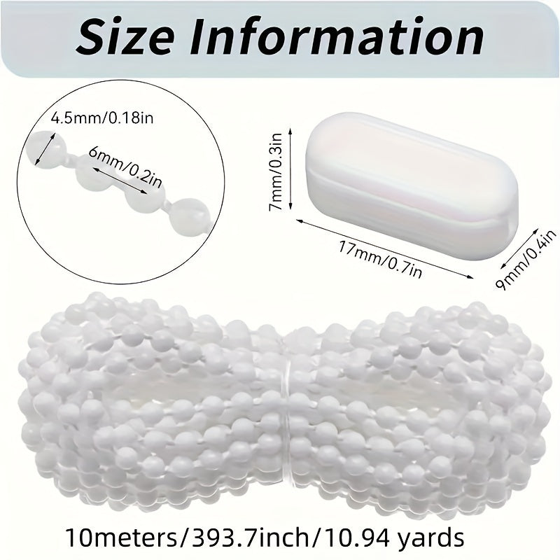 Ten Pieces Modern White Vertical Blinds with Bead Buckles for Home Decor