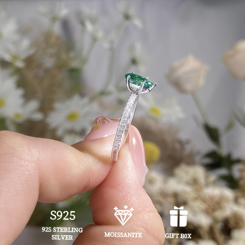 Chiroyli 925 Sterling Silver 1.5ct Dengiz Ko'k Suv Tomchisi Piyola Shaklidagi Moissanite Halqa - Gipoallergen To'y Qizil Halqa, Ayollar uchun Mukammal Qiz Do'stga Sovg'a. Moissanite Sertifikati va Nafis Sovg'a Qutisi bilan birga keladi.