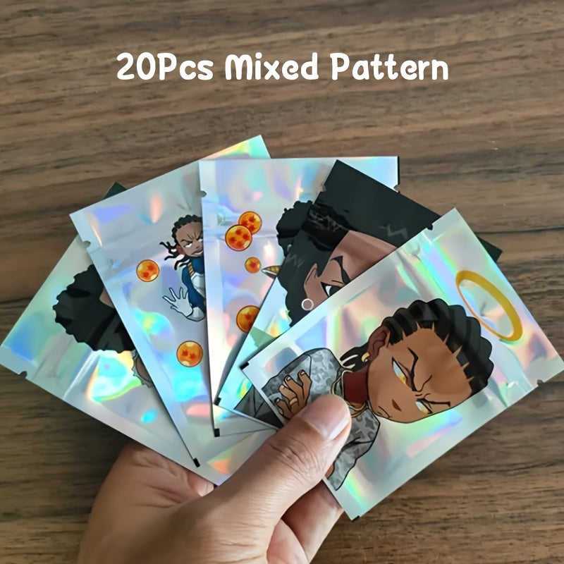 Reusable Laser Ziplock Bags Pack of 20/50 Waterproof Odor Resistant Polyester Pouches for Party Favors