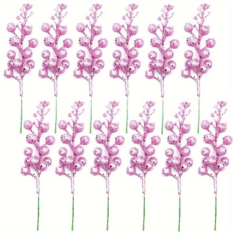 12 Sparkling Christmas Decorations Set with Gold Branches Ornaments Wreaths and Holiday Party Decor