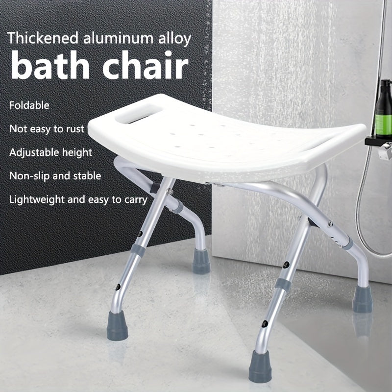 Folding Shower Chair with Adjustable Height Non-Slip Seat for Elderly and Pregnant Women