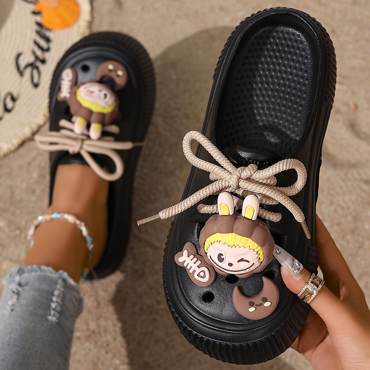 Women's Cartoon Bear Platform Sandals Soft EVA Slip-Ons Indoor Outdoor