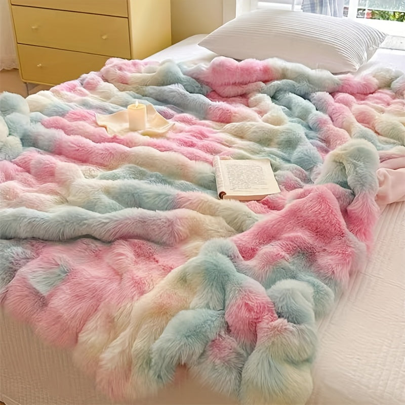 Manta de felpa de color sólido para sofá cama, sofá, camping, cobertura para siesta de cuatro estaciones