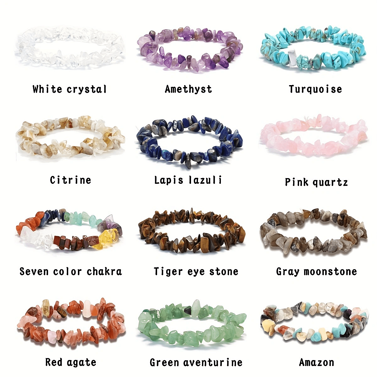 Handcrafted Quartz Crystal Beaded Bracelet Set 12-Piece Chakra Healing Jewelry for Women
