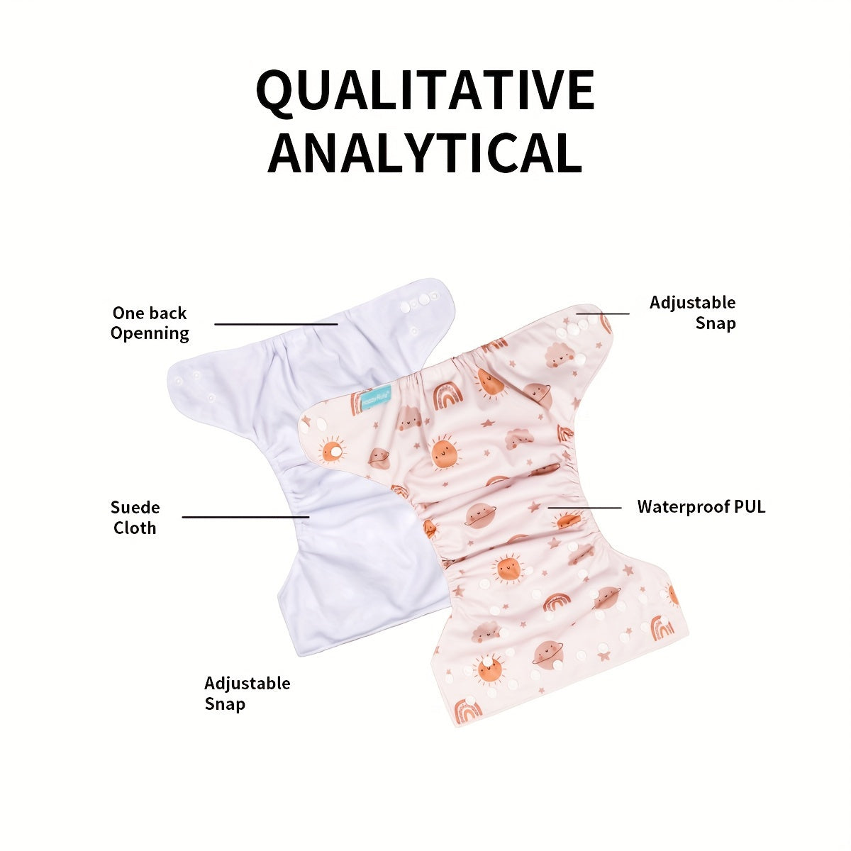 Set of 3 Adjustable Washable Cloth Diapers for Toddlers 2.99-14.97kg Waterproof Reusable Polyester