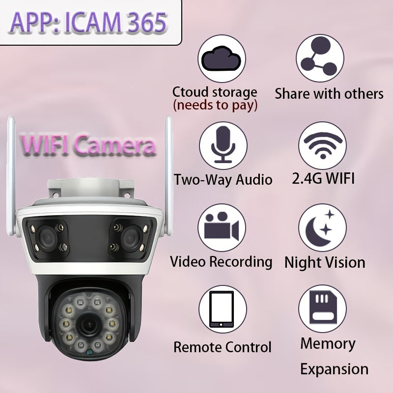 Cámara de seguridad WiFi HD 1080p con visión nocturna, audio bidireccional, detección de movimiento, control mediante aplicación para smartphone