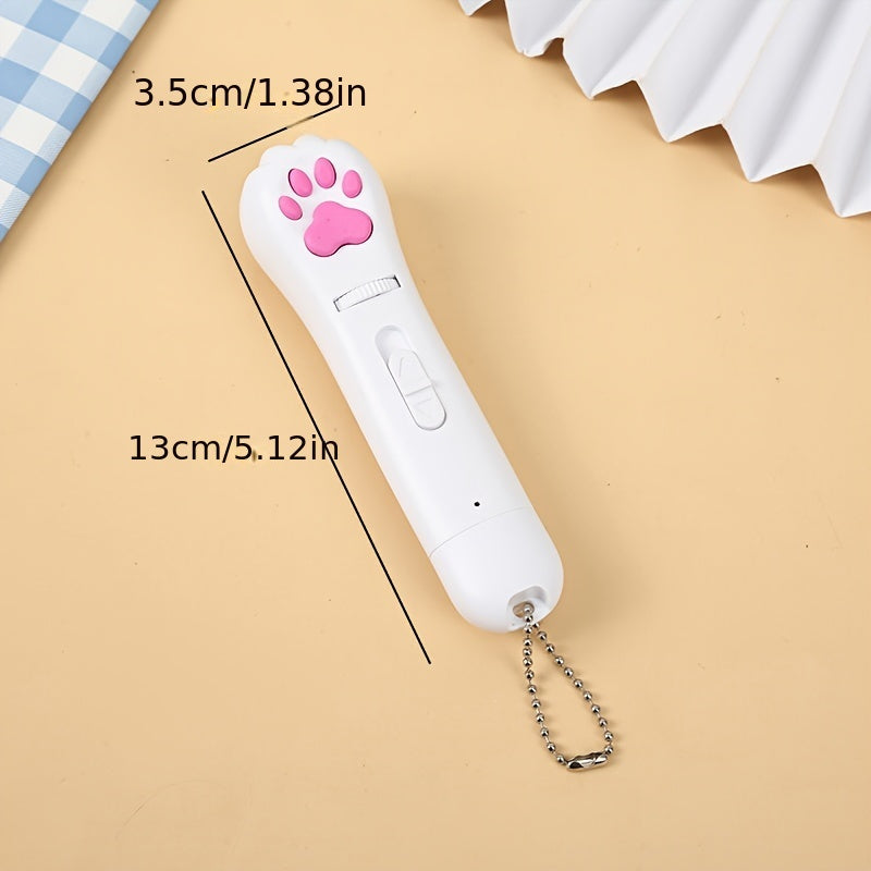 Interactive Cat Teaser Wand with Multi-Pattern Projection Light USB Rechargeable Plastic Toy