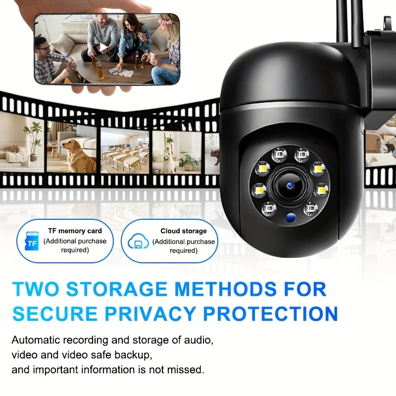 4MP WiFi Внутренняя камера видеонаблюдения с панорамным обзором 355° PTZ, ночным видением, двусторонним звуком, оповещениями о движении