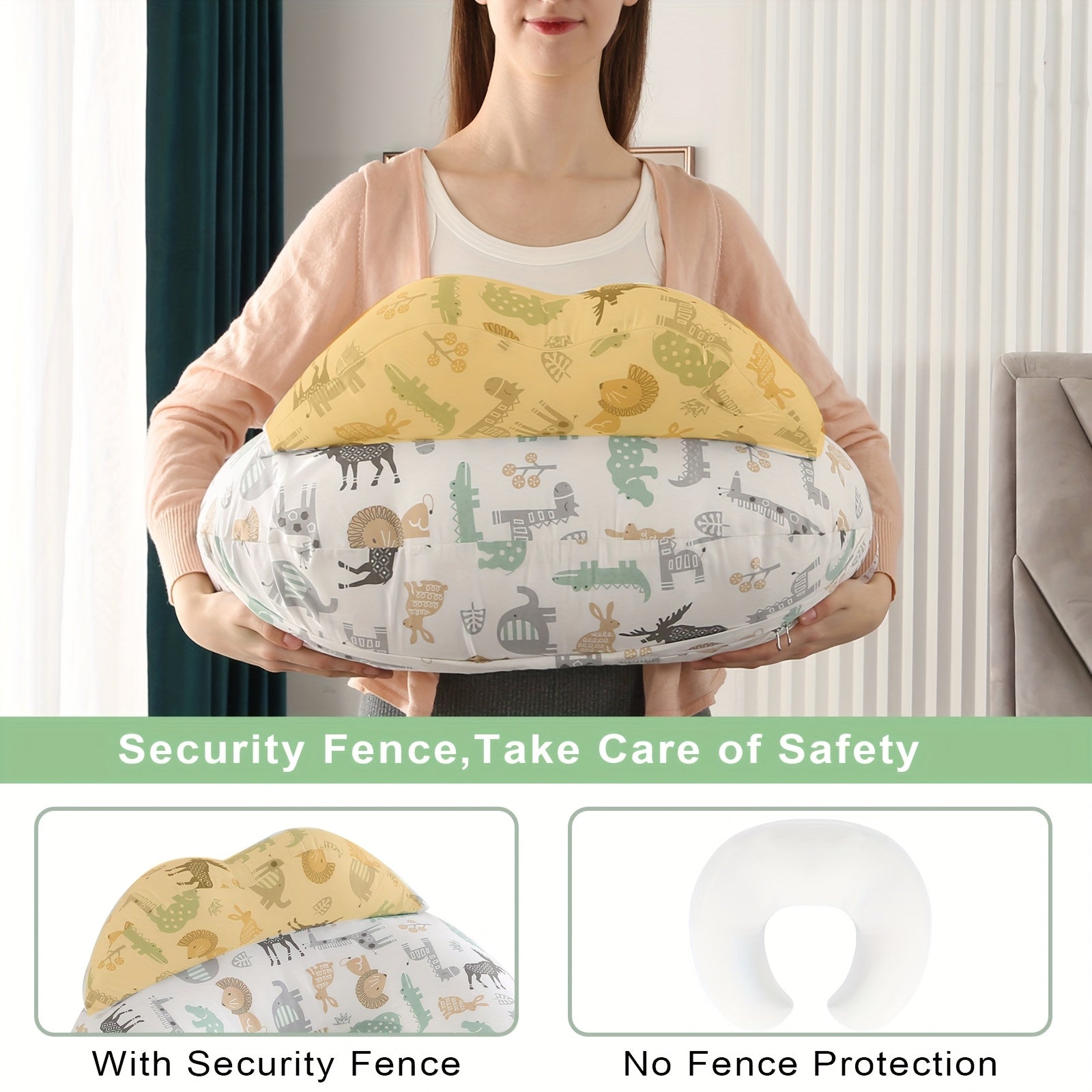 Plus Size Breastfeeding Pillow with Adjustable Waist Strap Removable Cover Full Body Support for Nursing and Bottle Feeding