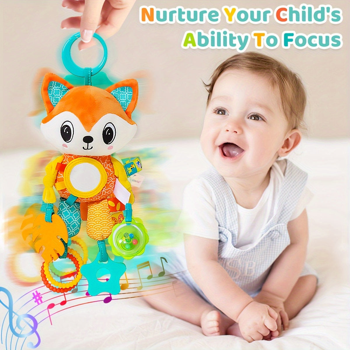 Baby Rattle Toy for 0-3 Years Textile Cartoon Animal Stroller and Car Seat Accessory