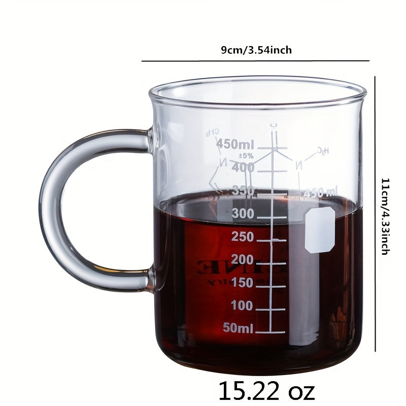 Heat Resistant Glass Coffee Mug 15.22oz with Measurement Marks for Summer Drinks