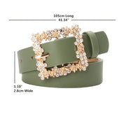 Women's Alloy Dress Belt with Rhinestone Pin Buckle Accessories