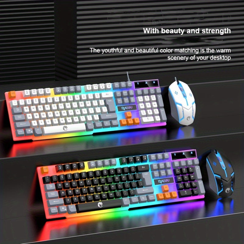 Set de teclado y ratón para juegos con iluminación RGB y diseño ergonómico