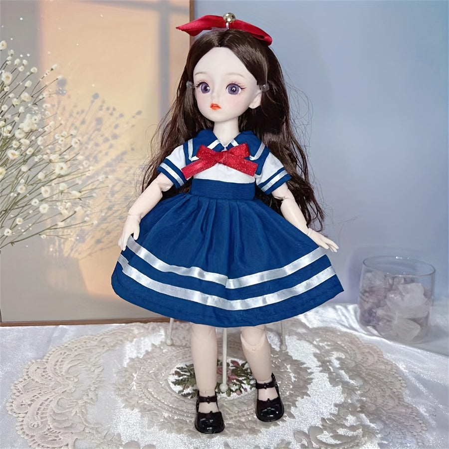 30cm/11.8 Inch BJD Doll with Colorful Eyes and Cute Makeup for DIY and Gifting