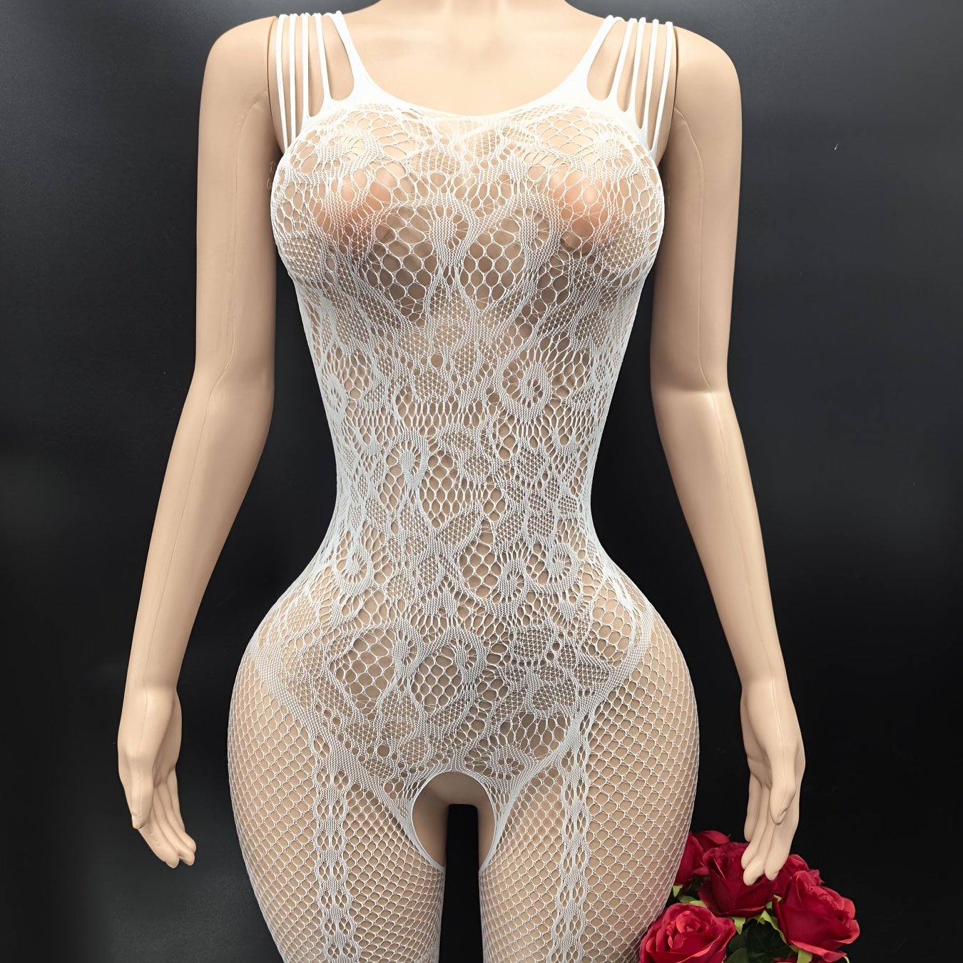 Medias de malla de talla grande para mujer con jacquard hueco y cuerpo de malla floral