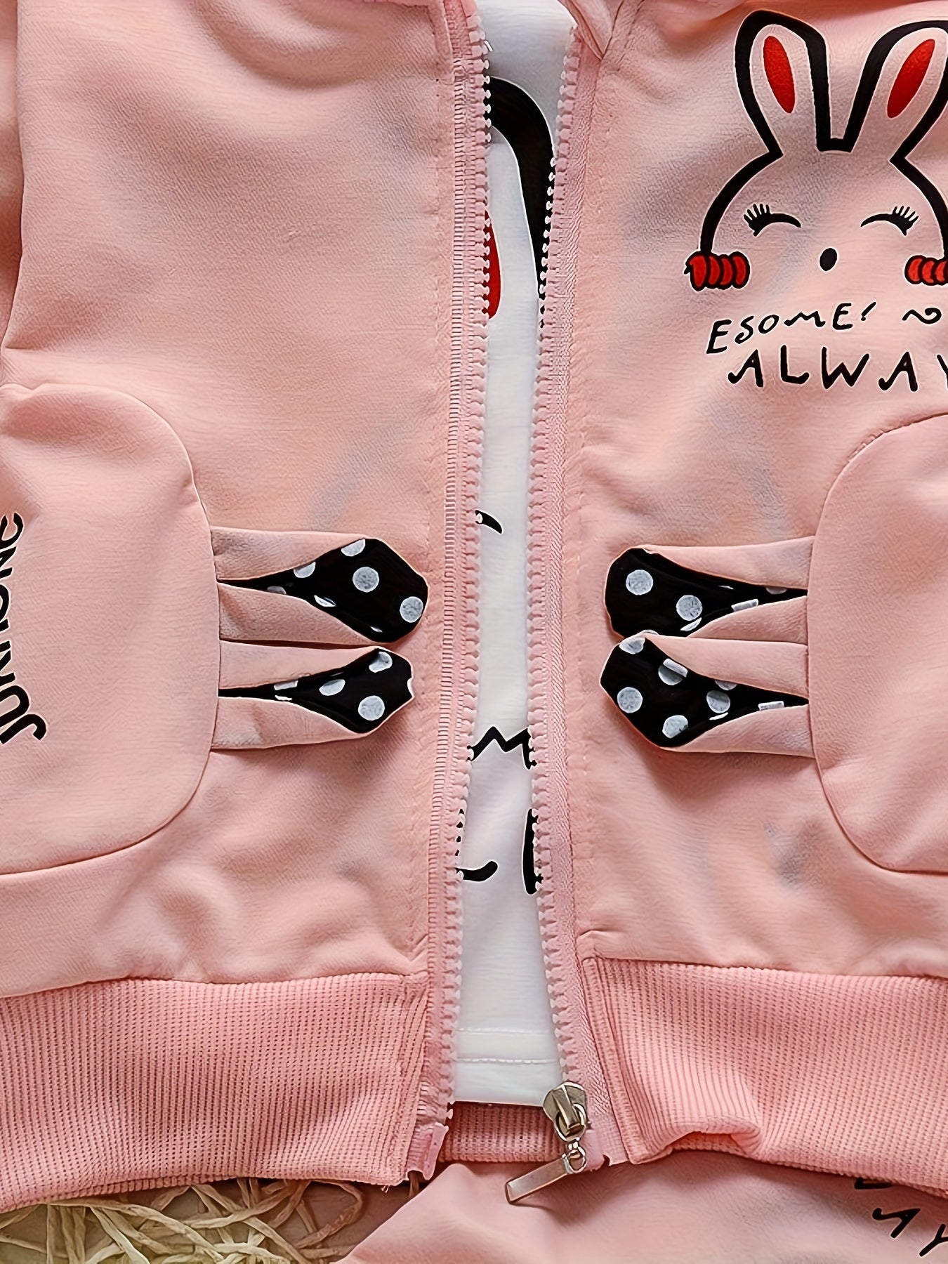 'BabiColor Girls' 3 dona Bunny Zip Kardigan va Tasodifiy Kiyim To'plami - Paxta Aralashmasi, Bahor/Kuz uchun ajoyib, Tashqi foydalanish uchun ideal