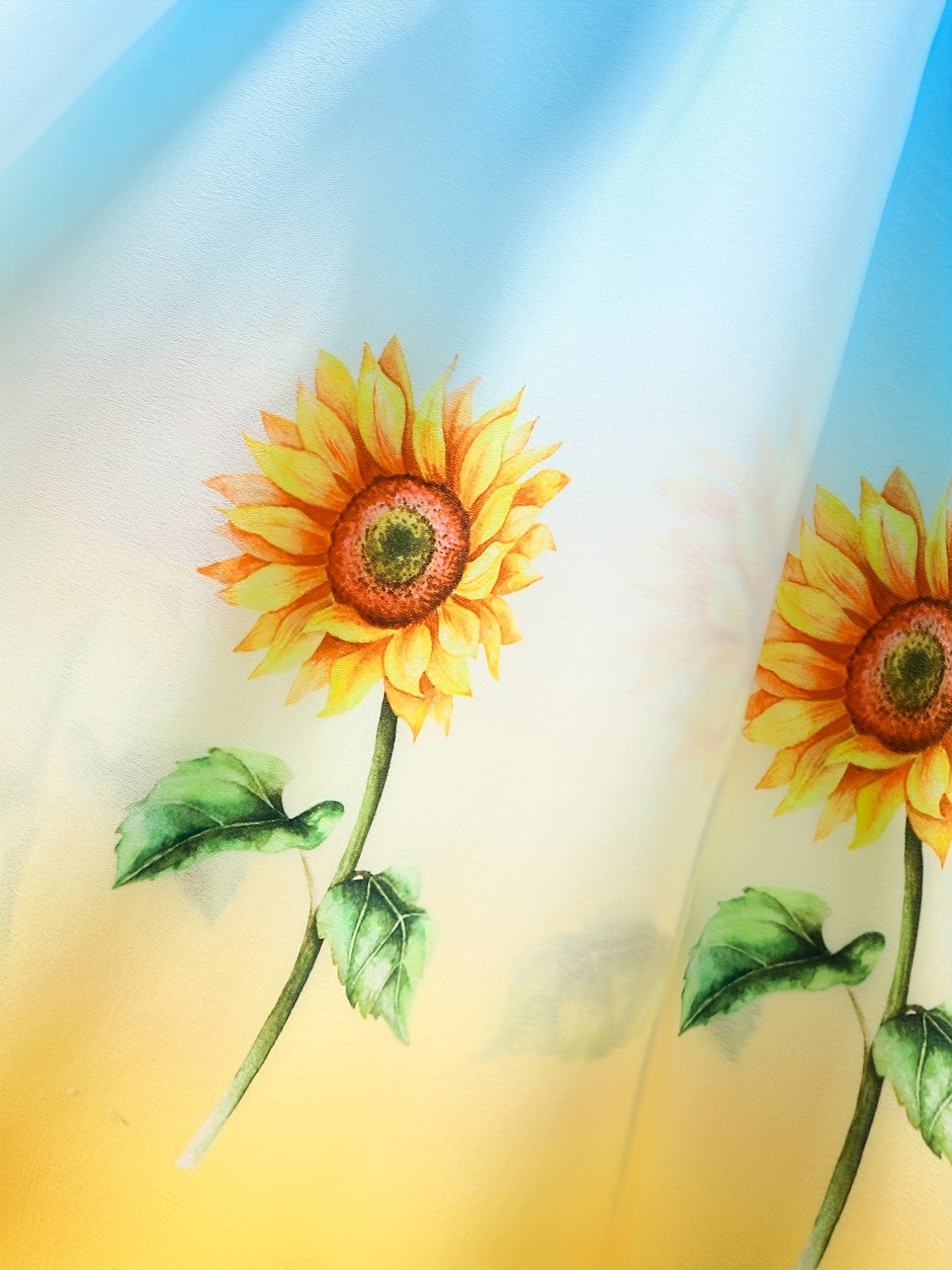 Girls Summer Ombre Sunflower Pattern Princess Dress for Kids Casual 4th of July