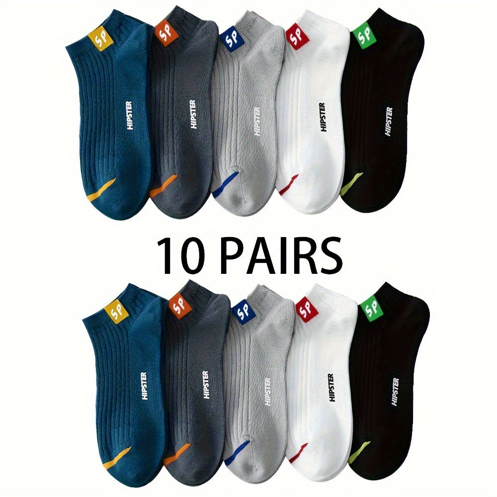 Men's Alphabet Pattern Socks 95% Polyester 5% Elastane Knit Anti-Odor All-Season