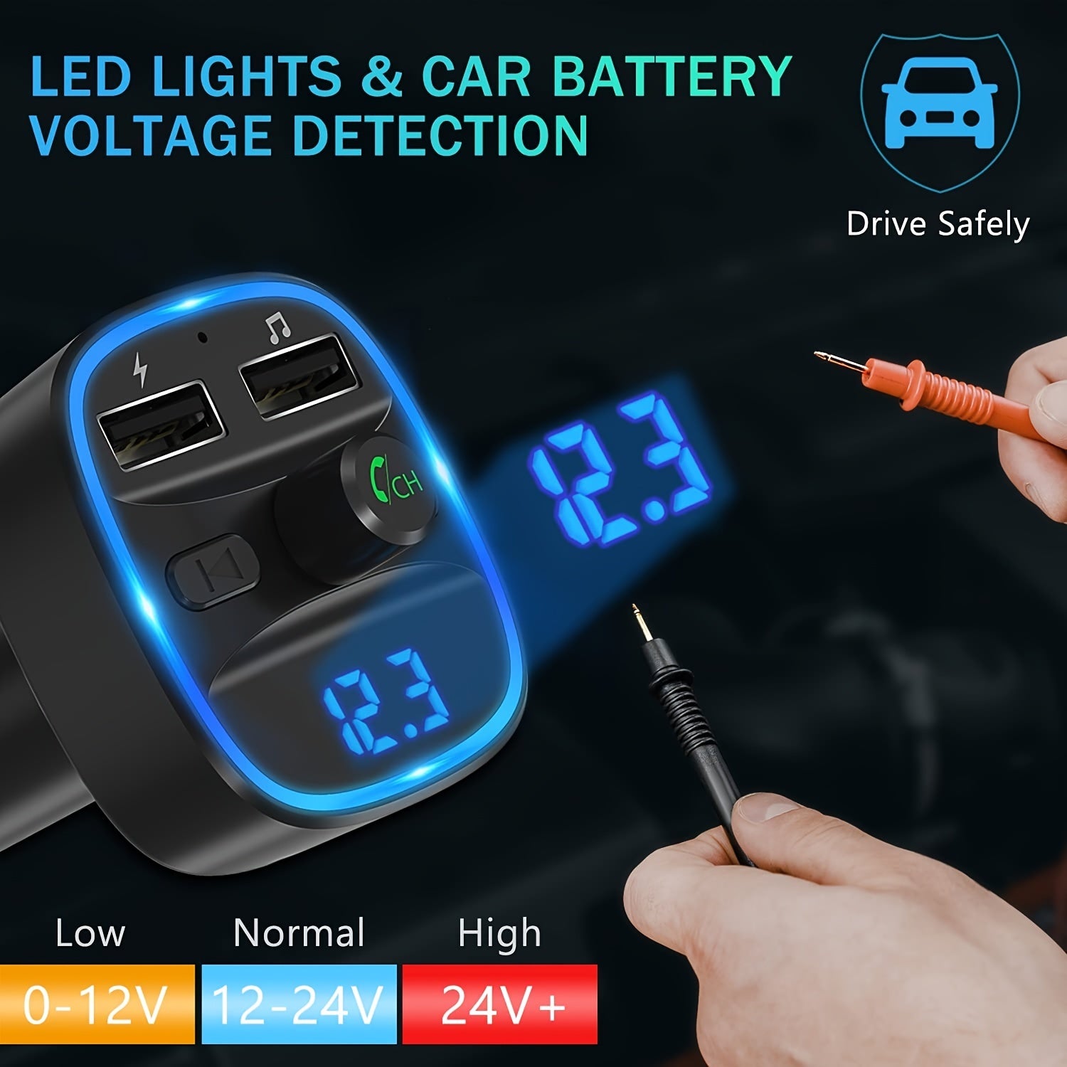 Wireless FM Transmitter Car Kit Dual USB Charging MP3 Player TF Card