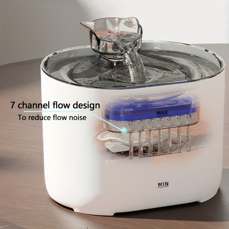 Mushuklar uchun suv fontani 2.2L USB bilan quvvatlanadigan, shovqinsiz, filtrlash tizimi bilan, katta hajmli