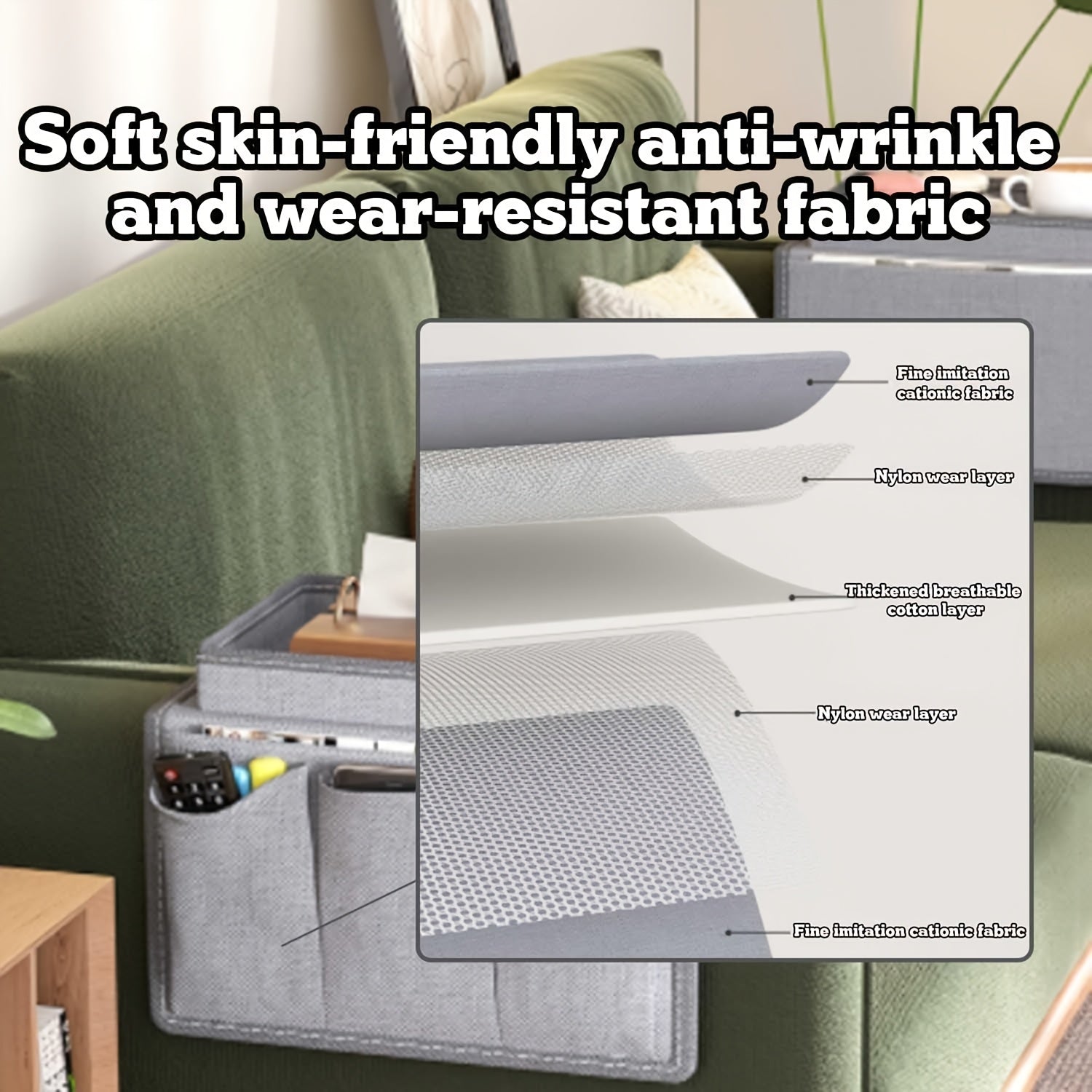 Подвесной органайзер для хранения на диване и кресле из нетканого материала, серый