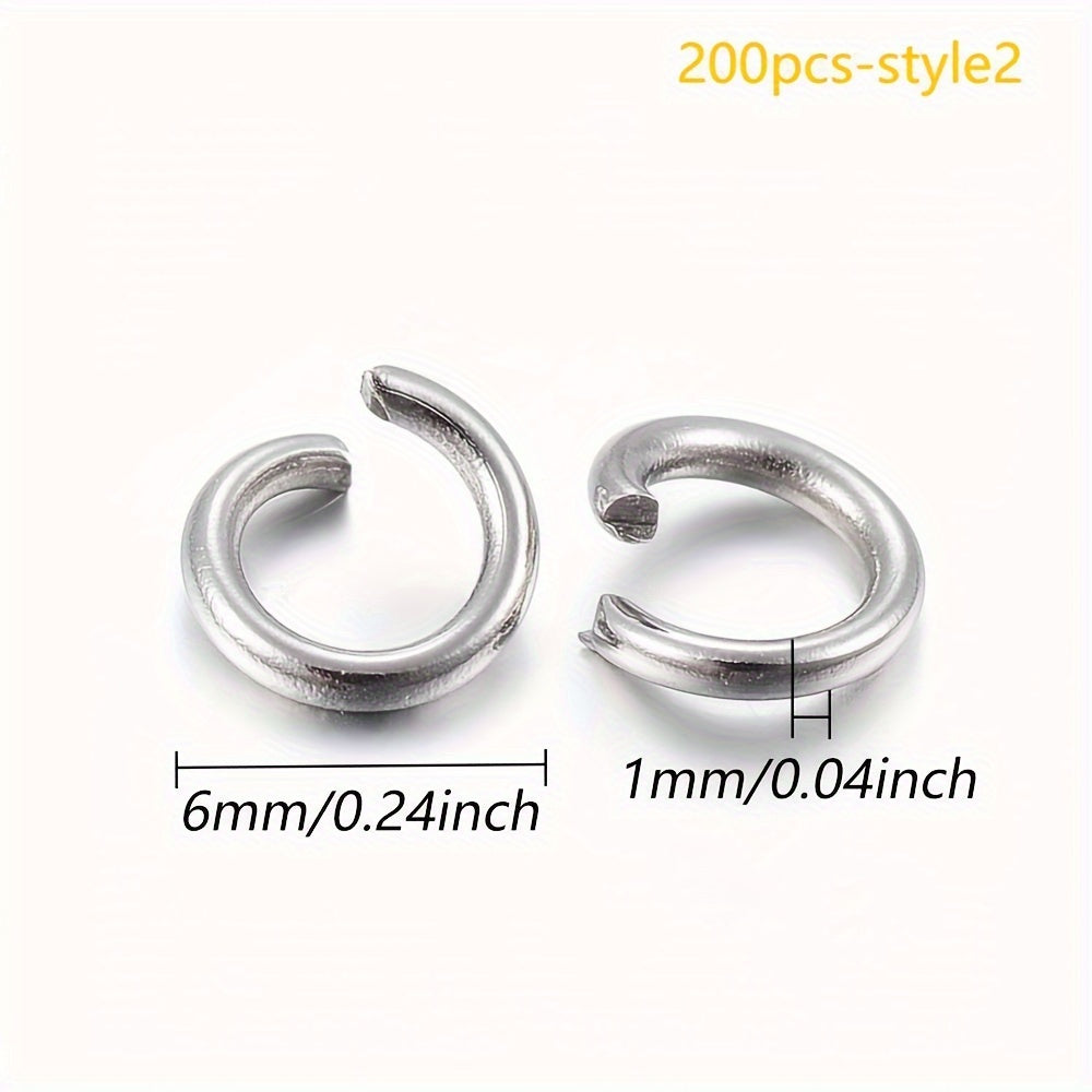 200 Pieces 304 Stainless Steel Open Jump Rings Jewelry Findings 6x1mm 4mm Inner Diameter