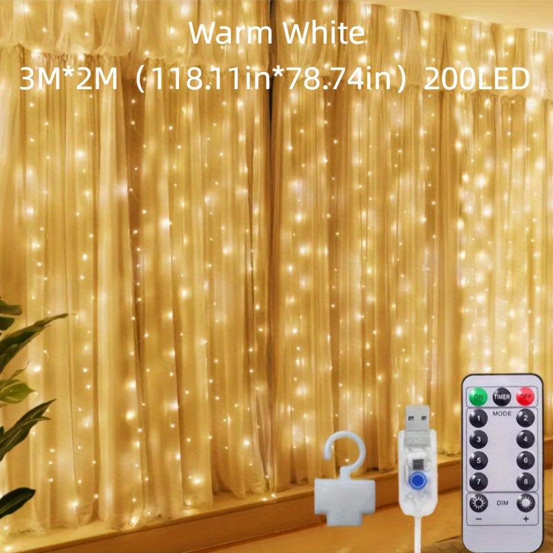 LED String Lights with Remote Control 8 Modes Infrared Sensor for Bedroom Wall Decor
